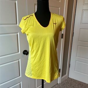 Mizuno Women's Vivid Yellow Short Sleeve V-Neck Tee
